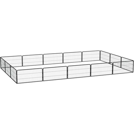 16-tlg. Hundelaufstall Schwarz 100x50cm Stahl Pulverbeschichtet