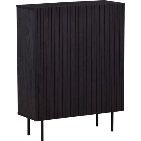 Buffet Design Nervuré "Bjorkon" 103cm Noir (1/5)