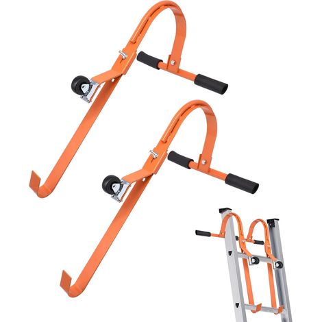 Dachleiterstabilisator mit Stahlrad für die Wand mit einer Tragkraft von 227 kg, rutschfestes Dachhaken-Set für runde Ausziehleitern und D-Sprossen