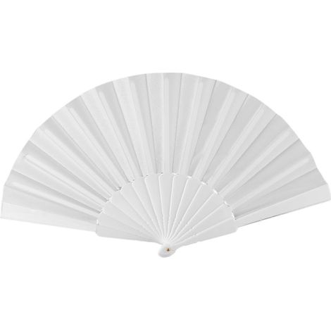 Éventail pliable en tissu plastique blanc pour femmes et hommes (1/5)