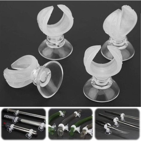 Colliers de serrage réglables pour tuyaux et tubes, 4 ventouses, pour l'entretien des aquariums, avec montage stable et réglage facile.-AquaForge (1/5)