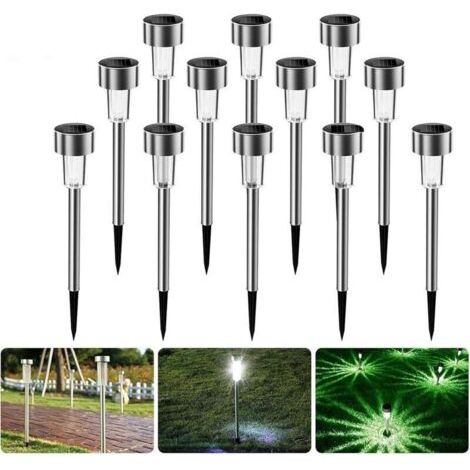 Lampe Solaire Jardin, 12pcs Lampe Jardin Sans LED Décoration Eclairage Solaire Extérieur Pour Chemins Pelouse Jardin Solaire Lumière,Lumière Blanche (1/4)