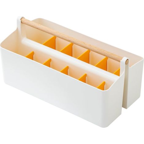 Caja de almacenamiento portátil de madera con rejilla interior, caja para guardar bolígrafos, rotuladores de acuarela, naranja, grande. (1/5)