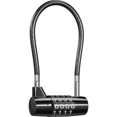 Cadenas Code Longue Anse, Cadenas a Code 4 Chiffres Casier, Serrure à Combinaison Étanche, Cadena Code Extérieur Cable pour Gymnase, Garage, Cabane, Voyage (1/5)