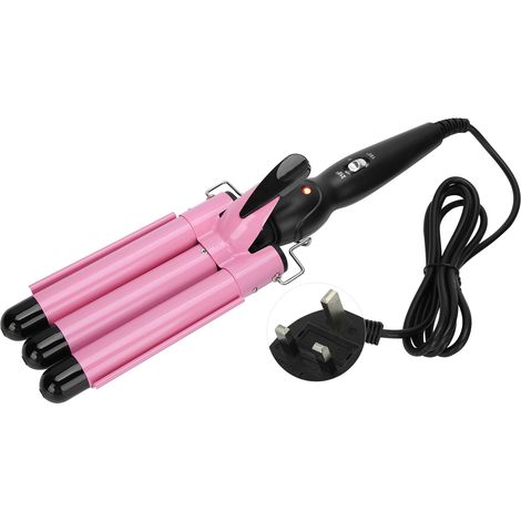 Brosse à friser professionnelle 3 barils, fer à boucler réglable 22mm, lisseur ondulant pour cheveux, outil de coiffure 110V240V prise UK (1/5)