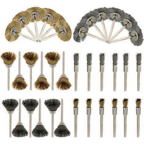 36-teiliges Drahtbürsten-Set aus Edelstahl für Bohrmaschinen und Rotationswerkzeuge (1/5)