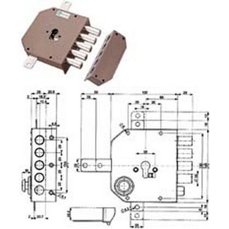 1PZ SERRATURA TRIPLICE DA APPLICARE SENZA SCROCCO CILINDRO EUROPEO 38620 - mm.60 DX (38620VD00X)