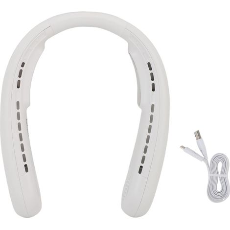 Portable Neck Fan Semiconductor Double Cooling Strong Wind Quiet Wearable Rechargeable Around The Neck Fans for Daily Trips Beach Riding Camping White (1/4)