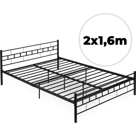 Metal Bed Frame 140x200 cm, Black, Slatted Base (1/5)