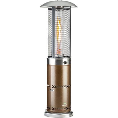 Blumfeldt – Parasol chauffant gaz 11 kW – Allumage électrique – 360° FireView – Design inox – Roulettes pour déplacement facile