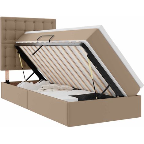 Lit de Rangement Cappuccino 100 x 200 cm Cuir synthétique vidaXL