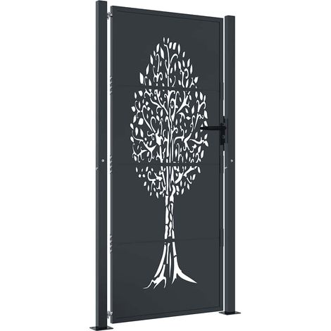 Maison Exclusive - Gartentor Anthrazit 100x175 cm Stahl Baum-Desi