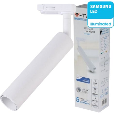 V-TAC Faretto LED da Binario Chip Samsung 20W Colore Bianco Bianco Freddo