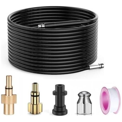 10m Déboucheur de canalisations pour Nettoyeur Haute Pression Kärcher/Bosch/Lavor, Sonde de débouchage pour Kärcher K2 K3 K4 K5 K7, Bosch AQT, Lavor etc 180Bar 60°C (1/5)