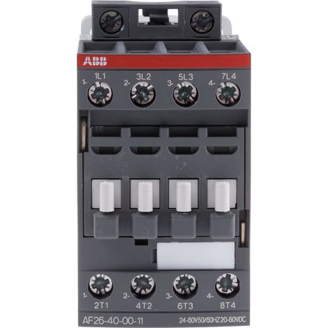 Contacteur ABB série AF26, 4 pôles , 4 N/O, 45 A, 24 V (c.a./c.c.), 11 kW ( Prix pour 1 ) (1/2)