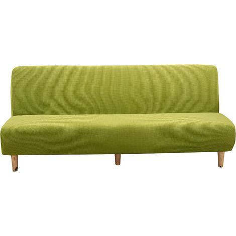 Sollbry Funda de sofá de 3 plazas sin brazos, color liso, gruesa, impermeable, elástica, para sofás plegables y sofás cama. (Verde)