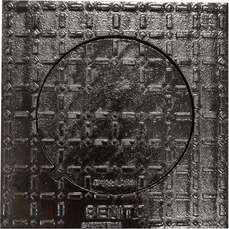 Jardibric – Regard de trottoir carré B125 en fonte ductile – Dimensions 400 x 400 mm – Ø ouverture 250 mm – Quadrillage antidérapant pour sécurité