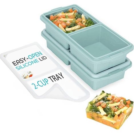 Moules à congélation en silicone avec couvercles - Boîtes de conservation multi-compartiments, structure en acier, sans BPA (1/5)