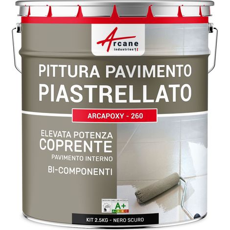 Vernice per piastrelle pavimento, a base di resina epossidica - Arcapoxy Pavimento Piastrellato - 2,5 kg (fino a 12,5 m² in 2 strati) Nero intenso RAL 9005 - ARCANE INDUSTRIES
