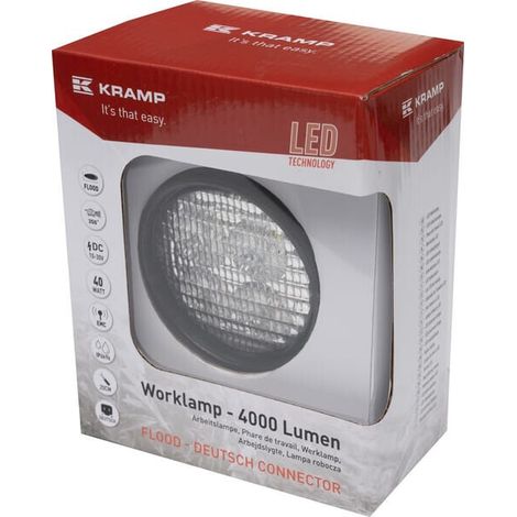 Kramp LED-Arbeitsleuchte rund 40W 4000lm 10/30V mit Deutsch-Stecker 4 LEDs 360° (1/5)