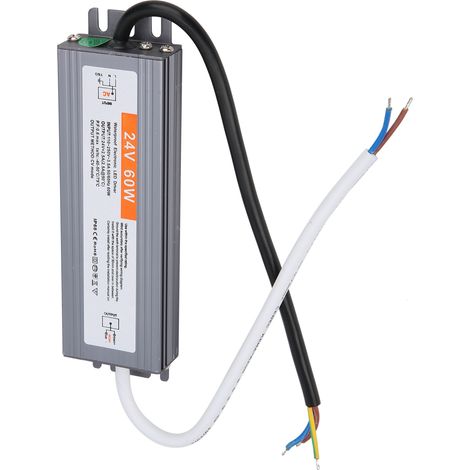 Alimentation LED étanche 60W ultra-plate, transformateur AC 110-250V 50/60Hz sortie DC 24V, pour bande LED (1/5)
