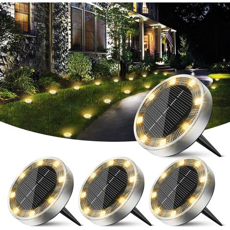 Ortviai Lampes solaires enterrées pour extérieur – Lot de 4, 8 LED, étanches IP65, acier inoxydable et ABS, 20 mm (1/5)