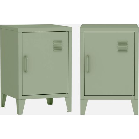 Mesita industrial con 1 puerta, set de 2