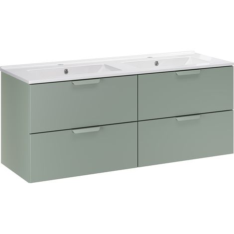 Meuble double vasque encastrée 120cm Oria Vert mat