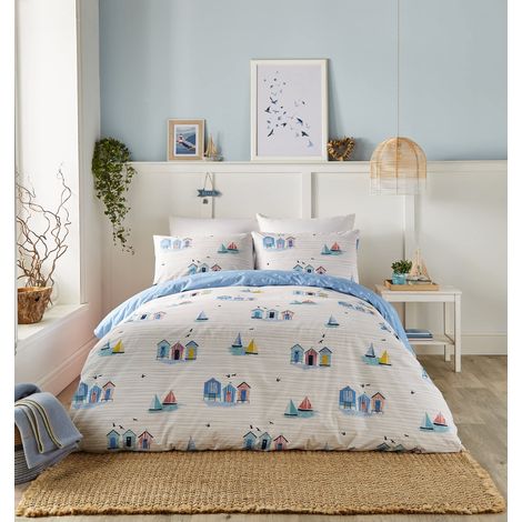 Housse de Couette Bleu Nautique Réversible avec Motifs Bateaux (1/5)