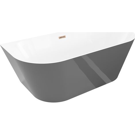 Mexen Oval Slim freistehende wannenwand 170 x 80 cm, weiß/grau, Überlauf roségold - 52661708062-60 (1/5)