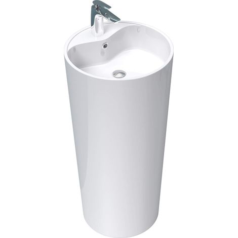 Mai & Mai Lavandino Bagno a Colonna 44.5X44.5X90cm, Lavandino su Piedistallo per Bagni da Minerale Fuso, un Foro per la Rubinetteria, Bianco Colossum35 (1/5)