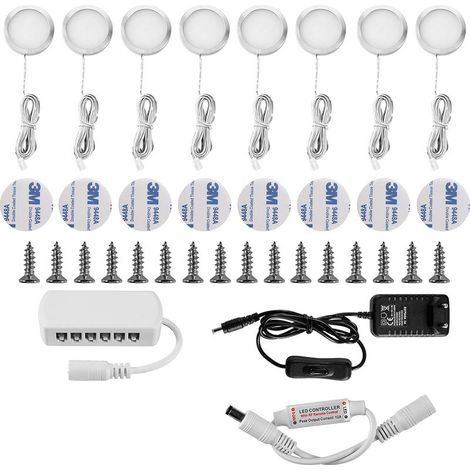 Spot encastrable LED 16 W pour meubles de cuisine, éclairage sous meuble, blanc froid 6000 K (lot de 8) (1/5)