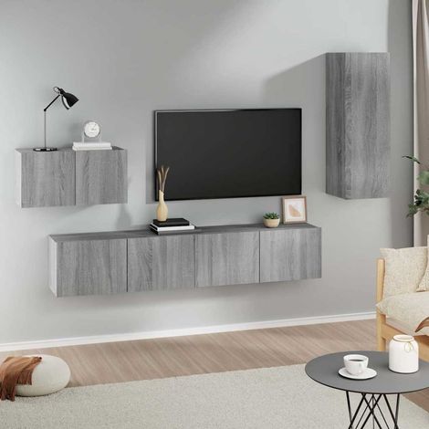 vidaXL 4 Piece TV Cabinet Set Grey Sonoma Engineered Wood (1/5)