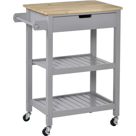 Carro de cocina con ruedas 66.5 x 40 x 84.5 cm fácil movilidad con almacenamiento optimizado moderno y elegante de MDF gris 210001014 (1/5)