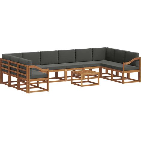 Ensemble de canapés d'extérieur 11 pcs Salon de jardin Naturel et Anthracite (1/5)