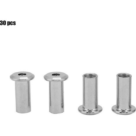 Écrous plats en Nickel plaqué fer, écrou hexagonal, manchon à tête ronde pour meubles (M815 30 pièces) (1/5)