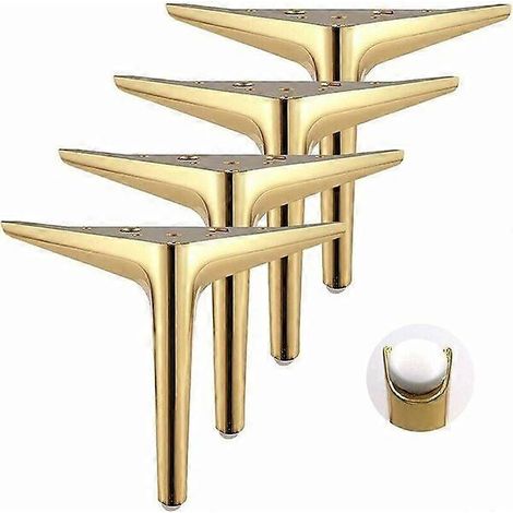 Pieds de meubles, résistants à la rouille et durables, avec 4 supports triangulaires, compatibles avec les cadres de lit, les canapés et les tables basses. (1/5)