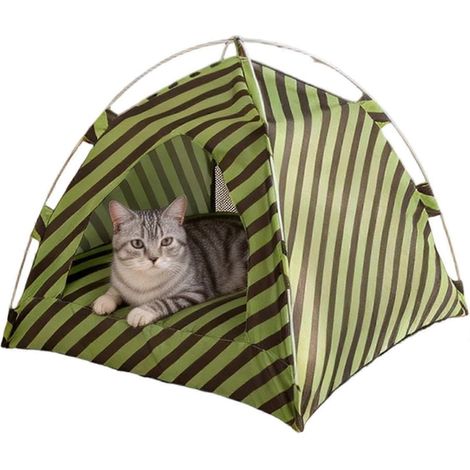 Panier pour chat avec housse, pliable, utilisable toute l'année. Rembourrage moelleux, type tente, pour l'intérieur, l'extérieur, terrasse, jardin ou salon. (1/5)
