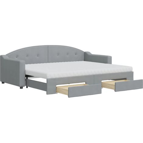 Maison Exclusive - Divano Letto Estraibile Cassetti Grigio Chiaro 80x200cm Tessuto
