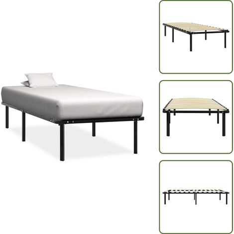 The Living Store Bettgestell Schwarz Metall 100 × 200 cm - Metallbettgestell (1/5)