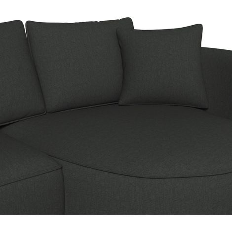 Mömax Wohnlandschaft Nilas Schwarz Chenille mit Hocker (1/5)