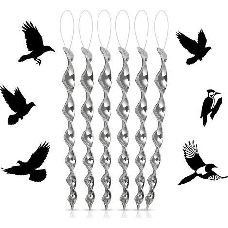 6 Pieces Reflective Spiral, Silver Anti-Bird Rotating Rods, Reflective Anti-Bird System, Reflective Bird Scarer, Wind Powered Bird Repellent with Reflective Rods (1/5)