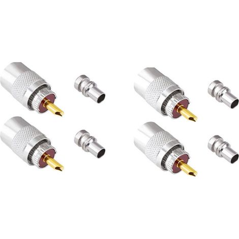 ALLIANDISLot de 4 Connecteurs Coaxiaux UHF Mâles à Souder 50 Ohm pour Câbles RG58 RG59 RG8 Antenne Radio (1/4)