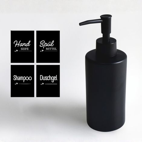 Distributeur de savon en verre véritable noir mat,Distributeur de liquide vaisselle,En céramique,Design rétro,Pour salle de bain et cuisine,Noir (rond) (1/5)