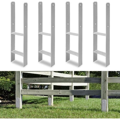 Wolketon Ancrage pour poteaux d'extérieur – très robuste, résistant aux intempéries et idéal pour les poteaux en bois dans le jardin - 141 mm 4x - H support de poteau (1/5)