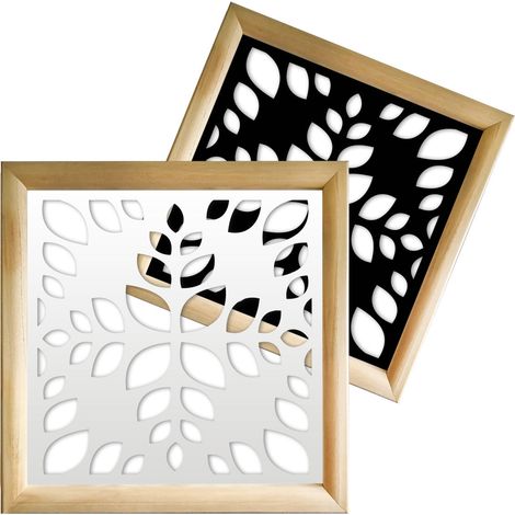 LEAVES - Modules décoratifs en bois et PVC - Couleur : noir - Dimension : 48x48 cm