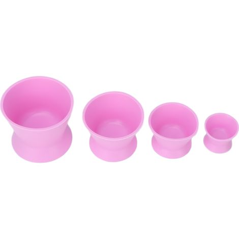 4 bols de mélange en silicone pour peinture, masque facial, pâte dentaire - Lot de 4, rose, récipients souples et réutilisables pour cosmétique et art (1/5)