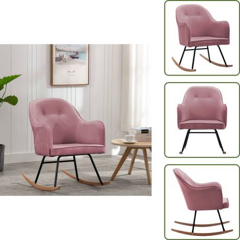Chaise à bascule Rose Velours - Chaise À Bascule - Fauteuil À Bascule - Chaise Relaxante - Mobilier Extérieur - Décoration Intérieure (1/5)