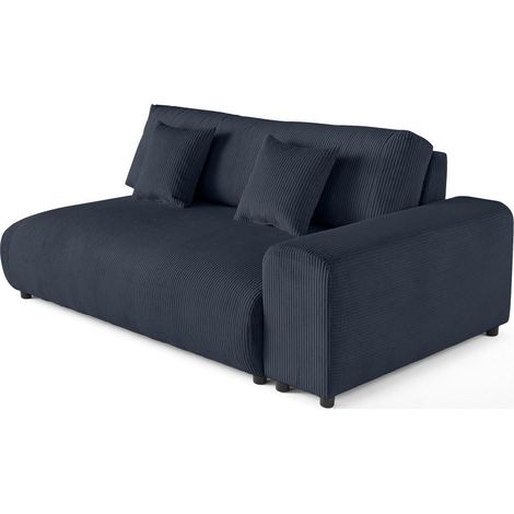 Garance - module d'assise 3 places avec accoudoir droit - en velours côtelé - bleu nuit (1/5)