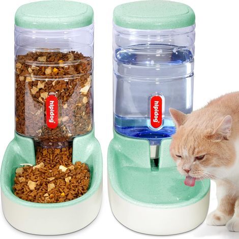 Distributore automatico di acqua e cibo per cani e gatti, 3,8 L con erogatore d'acqua e mangiatoia automatica per animali domestici (verde) (1/5)